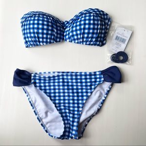 Lauren James blue checked gingham molded bra bikini swimsuit